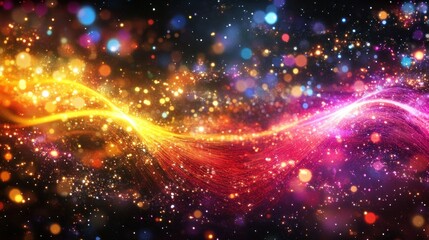 Fototapeta premium Abstract Cosmic Wave of Golden and Pink Light