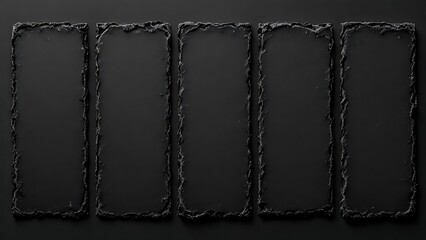 Empty old vintage black scratch torn poster set overlay texture background