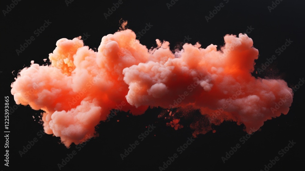 Aufkleber vivid red smoke cloud against dark background creating dramatic atmosphere with soft edges and rich 
