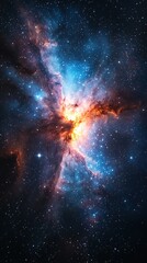 Obraz premium Cosmic Nebula: vibrant explosion of color and light in vast expanse of space beauty of stellar creation