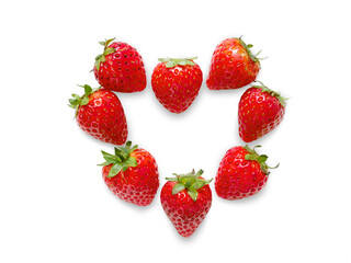 Heart shaped fresh strawberries