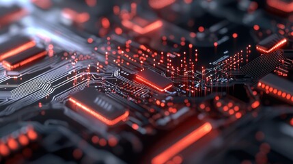 Obraz premium Vibrant Glowing Circuit Board Abstract Technology Background