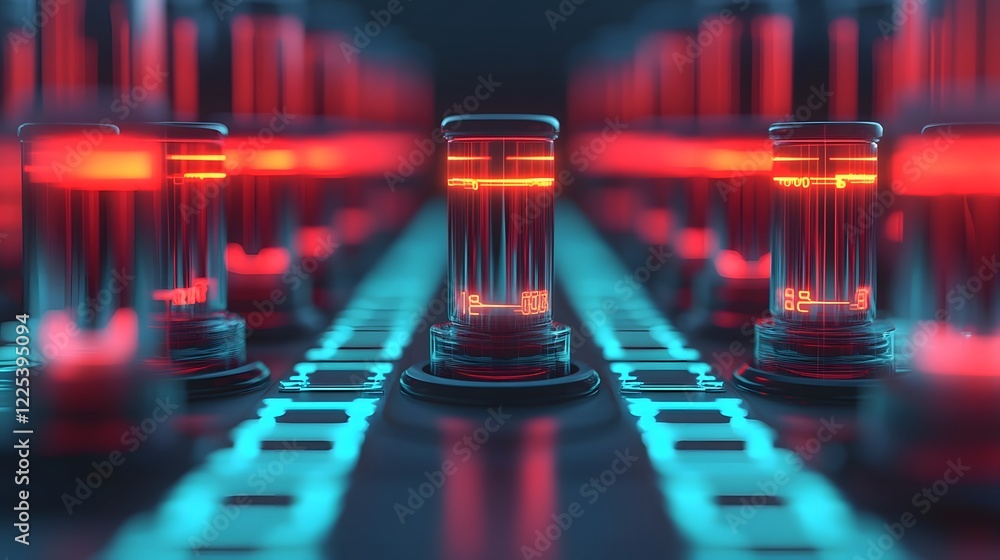 Poster futuristic 3d of high-level candidate pipeline with glowing progress indicators