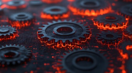 Automated Sales Processes with Interlocking Gears and Digital Flows Illustrating Efficiency