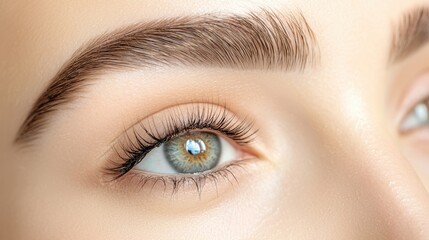 Captivating Close Up of a Flawless Alluring Female Face Showcasing Enchanting Eyes and Elegant Makeup