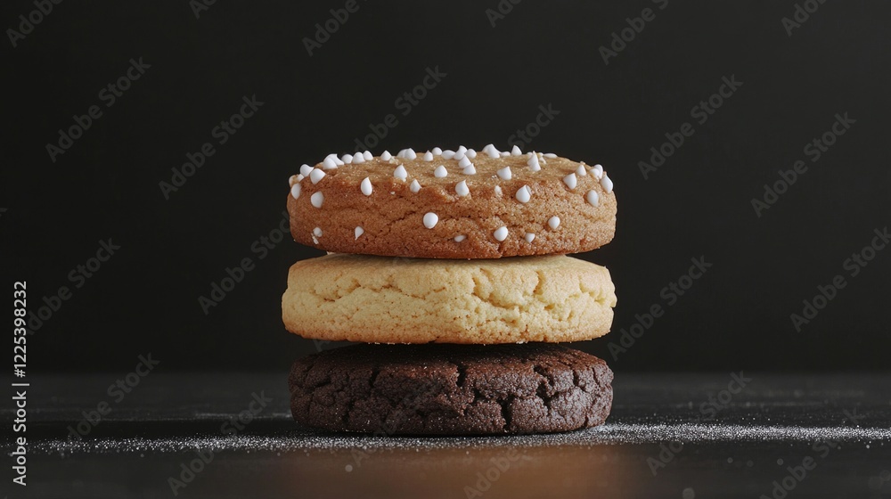 Aufkleber competing cookies crown cookie and italian cookie in a taste showdown stacked against a dramatic bla