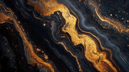 High Contrast Dark Black and Brown Marble Texture with Golden Veins in Earth Tones Natural Aesthetic Background for Elegant Product Design