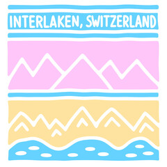Interlaken, Switzerland -  cute sticker, poster, card, t-shirt souvenir printing design