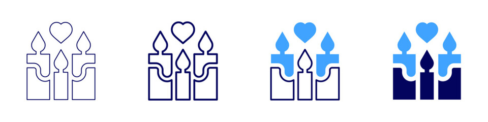 Candles icon in 4 different styles. Thin Line, Line, Bold, and Bold Line. Duotone style. Editable stroke