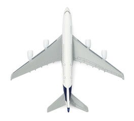 One model of plane isolated on white, top view