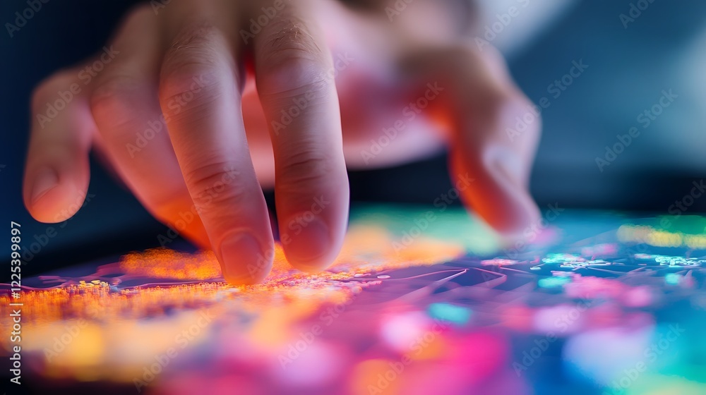 Aufkleber business analyst mapping customer journey on interactive touchscreen display