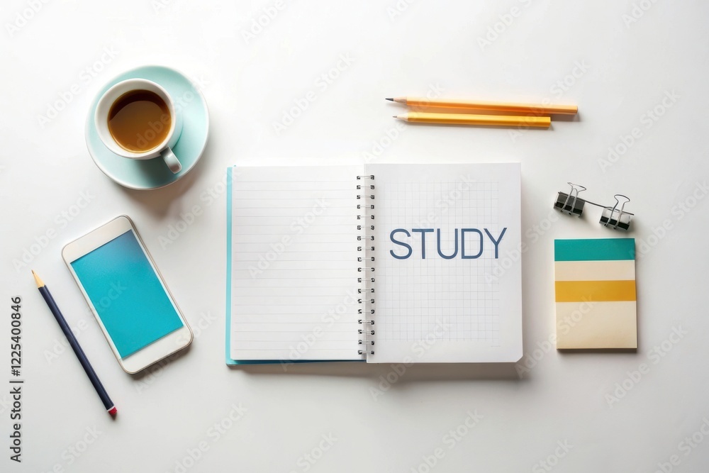 Aufkleber a minimalistic study setup featuring a notebook with 
