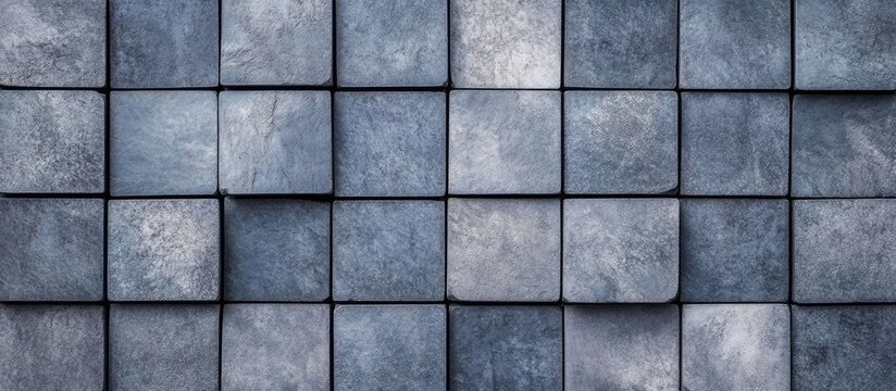 Textured Gray Cubic Stone Pavers Background with Varied Tones and Empty Central Space for Text Placement in Urban Design Context