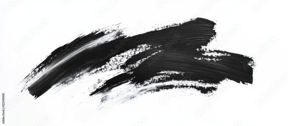 Poster abstract black brush strokes on a clean white background with negative space for text, suitable for 