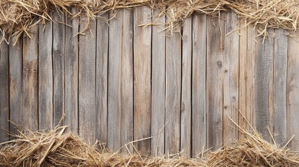 Rustic Wooden Planks with Natural Straw Accents in Earthy Tones Ideal for Organic and Farmhouse Decor Backgrounds