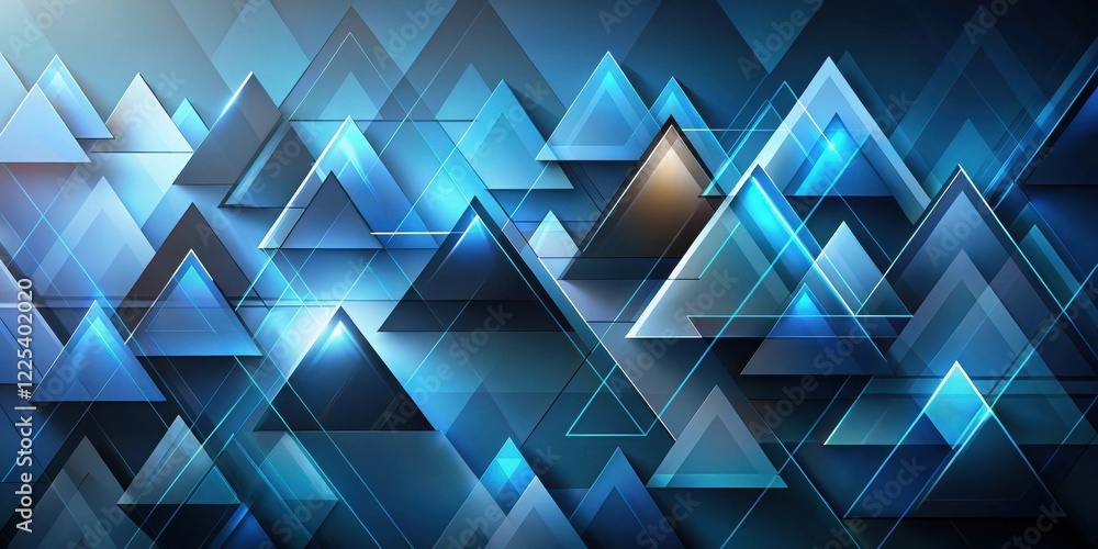 Wall mural abstract blue and dark triangular geometric pattern design