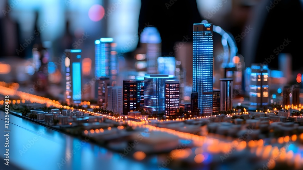Poster smart city model with touchless public information screens and gesture sensors