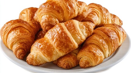 Golden Brown Croissants on a White Plate