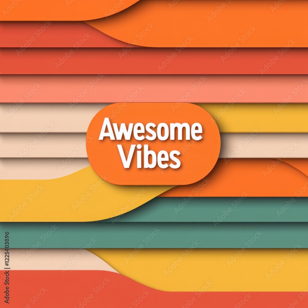 Aufkleber colorful abstract background with layered shapes and text, featuring the phrase 