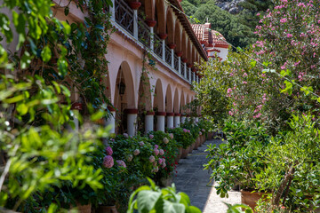 The monastery Agios Georgios, located in the Selinari gorge on Crete, Greece