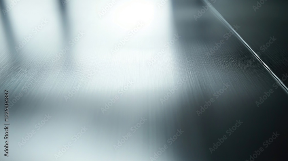 Poster close-up of precision engineered smooth steel sheet with reflective surface and copy space for text 