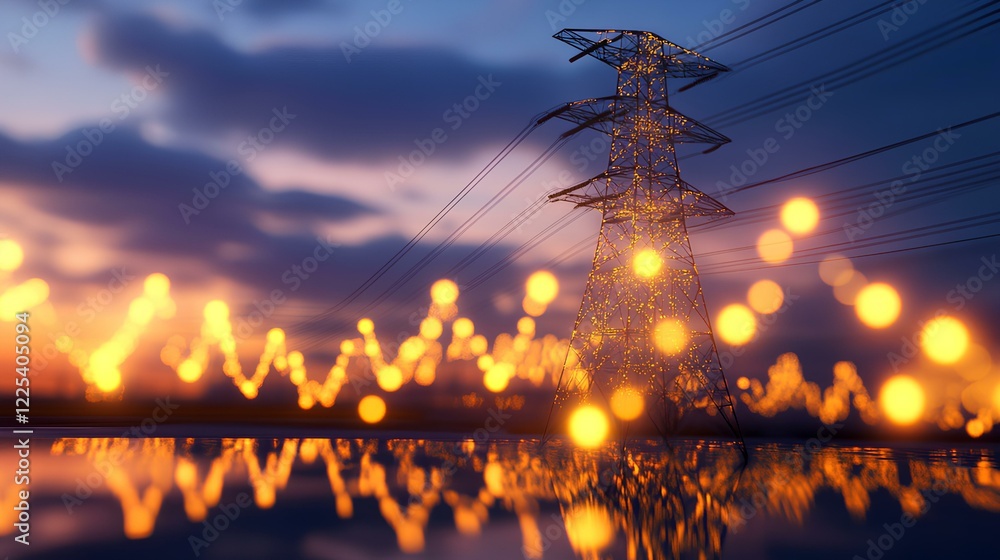 Poster an intimate magazine-style image of peak energy power forecast models displayed on a dynamic digital
