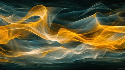 Obraz premium Abstract Golden and Teal Wavelike Forms