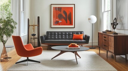 Obraz premium Mid Century Modern Living Room Interior Design