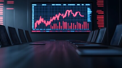 Futuristic Interactive 3D Sales Growth Charts Displayed in Corporate Boardroom