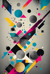 Obraz premium illustrazione sfondo con elementi astratti e motivi geometrici a tema surreale