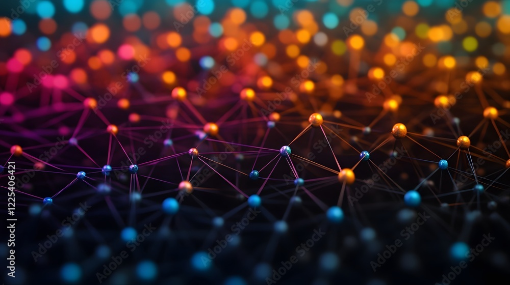 Poster interconnected digital networking nodes symbolizing virtual sales and business opportunities
