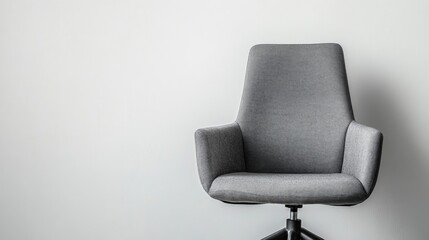 Stylish Modern Gray Upholstered Office Chair on Neutral White Background for Contemporary Workspace Design and Interior Decor