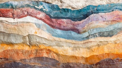 Colorful Natural Rock Layers Displaying Geological Strata Textures