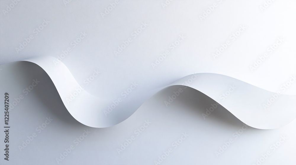 Aufkleber White sheet of paper creating an abstract wave shape on white background