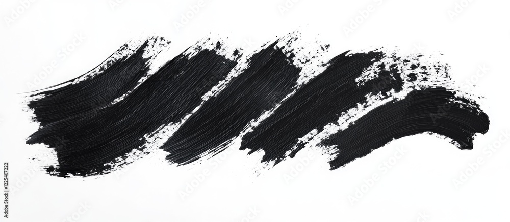 Poster abstract black brush strokes on white background creating artistic textures with blank space for tex