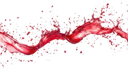 Vibrant red watercolor splash with dynamic brush stroke texture isolated on white background capturing fluid motion and artistic expression