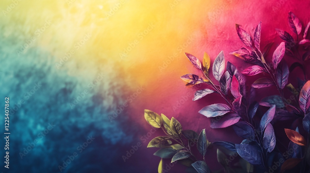 Poster colorful leaves creating stunning visual contrast on gradient background