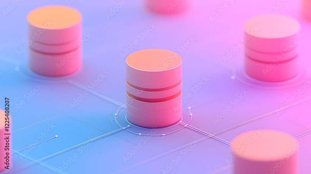 Aufkleber converging data flows in central hub - abstract digital