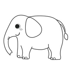 Cute elephant coloring page for kids. Smiling elephant doodle. Children's coloring activity sheet. Cute Illustration to Color.