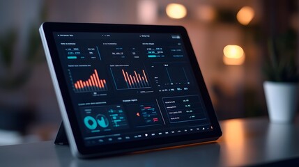 Sleek Futuristic Sales Performance Dashboard Displaying Key Metrics on Minimalist Digital Display