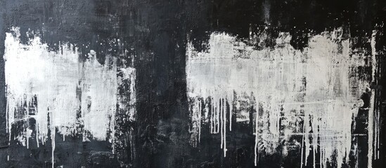 Fototapeta premium Abstract Industrial Grunge Wall Texture in Black and White with Dripping Paint and Space for Text, Suitable for Modern Design Projects