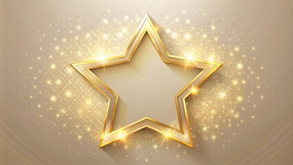 Golden Star Award Shape with Sparkling Dust Background