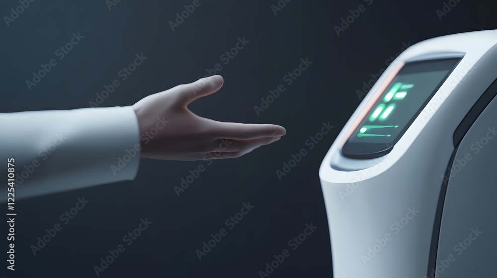 Aufkleber touchless atm kiosk with futuristic virtual screens and gesture-controlled interface