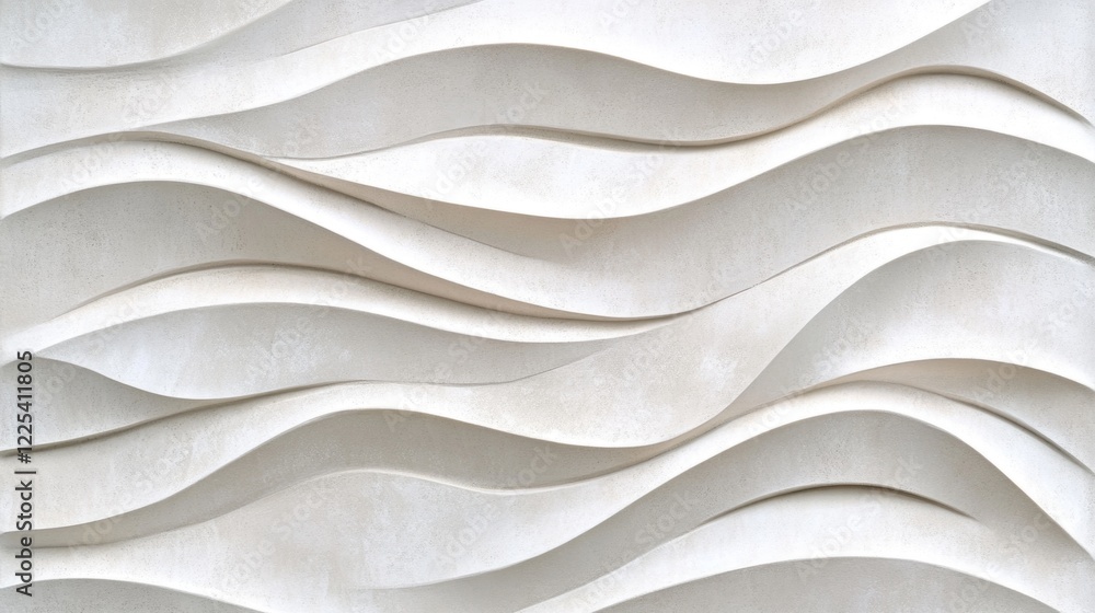 Poster minimalist white wave textures with soft shadows and smooth curves in a calm shoreline aesthetic for