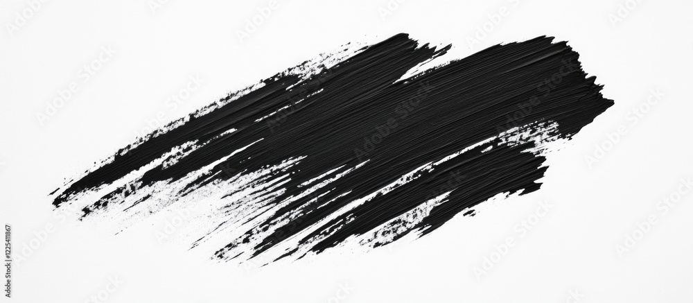 Poster abstract black brush strokes on white background creating negative space for text and design element