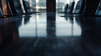 Close up on a boardroom table board members people