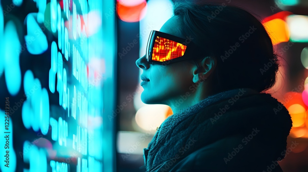 Poster futuristic financial analyst using augmented reality for npv projection