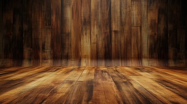 Textured Koa Wood Interior Setting with Rich Yellow Tones and Empty Copyspace for Design or Text in Warm Natural Environment