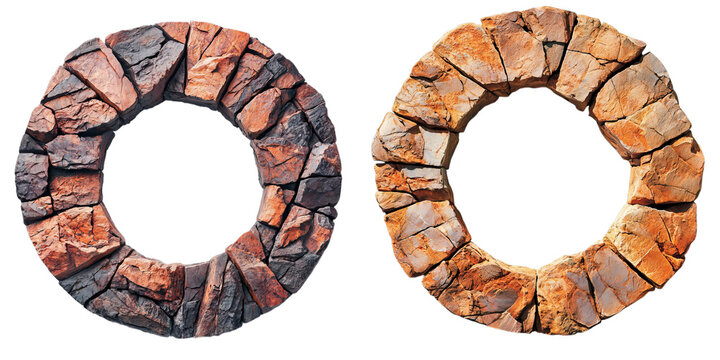 Png of Surreal Circular Landscape | Infinite Loop of Rocky Terrain and Greenery on transparent background.