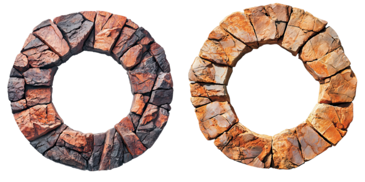 Png of Surreal Circular Landscape | Infinite Loop of Rocky Terrain and Greenery on transparent background.